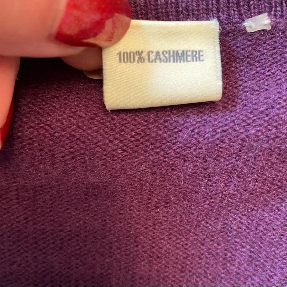 KINROSS SWEATER CASHMERE CREWNECK ROUND PURPLE SHORT SLEEVE SMALL S FIT